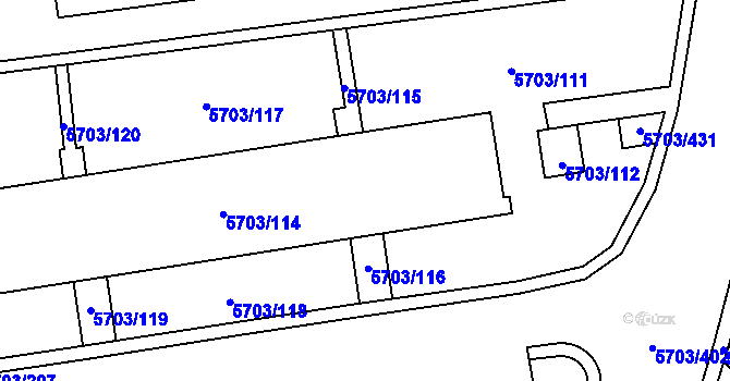 Parcela st. 5703/113 v KÚ Jihlava, Katastrální mapa