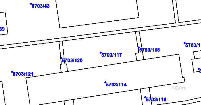 Parcela st. 5703/117 v KÚ Jihlava, Katastrální mapa