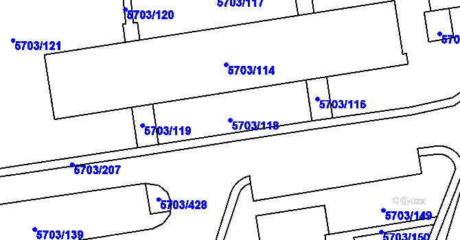Parcela st. 5703/118 v KÚ Jihlava, Katastrální mapa
