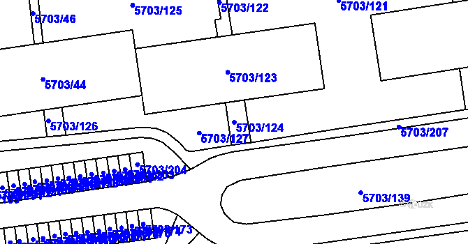 Parcela st. 5703/124 v KÚ Jihlava, Katastrální mapa