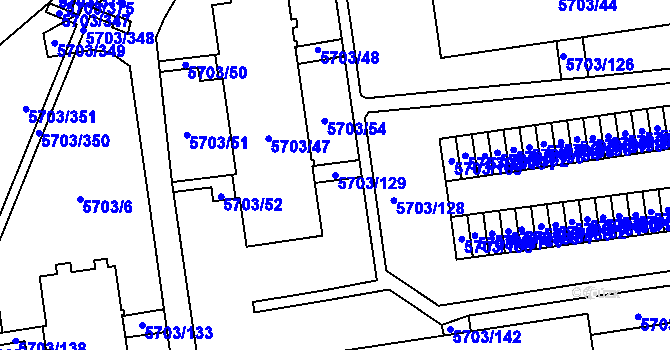 Parcela st. 5703/129 v KÚ Jihlava, Katastrální mapa