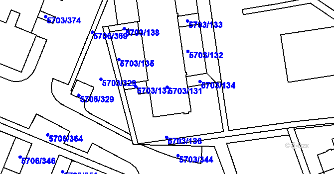 Parcela st. 5703/131 v KÚ Jihlava, Katastrální mapa