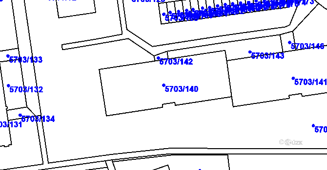 Parcela st. 5703/140 v KÚ Jihlava, Katastrální mapa