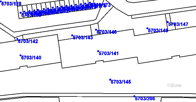 Parcela st. 5703/141 v KÚ Jihlava, Katastrální mapa