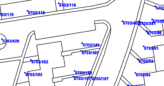 Parcela st. 5703/149 v KÚ Jihlava, Katastrální mapa