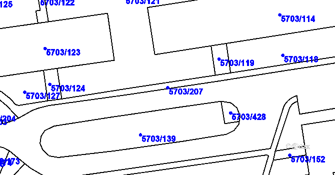 Parcela st. 5703/207 v KÚ Jihlava, Katastrální mapa