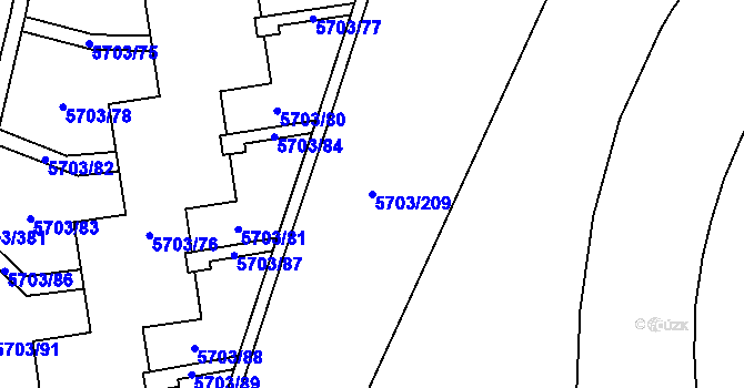 Parcela st. 5703/209 v KÚ Jihlava, Katastrální mapa