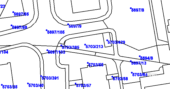 Parcela st. 5703/213 v KÚ Jihlava, Katastrální mapa