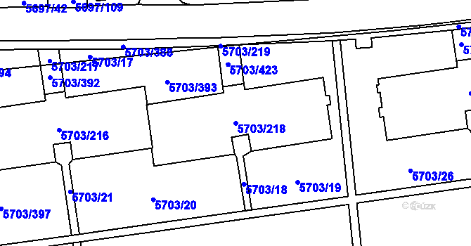 Parcela st. 5703/218 v KÚ Jihlava, Katastrální mapa