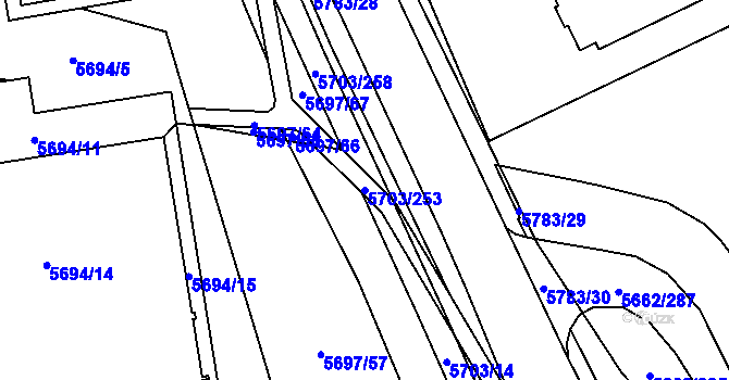 Parcela st. 5703/253 v KÚ Jihlava, Katastrální mapa