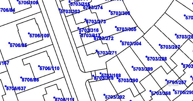 Parcela st. 5703/271 v KÚ Jihlava, Katastrální mapa