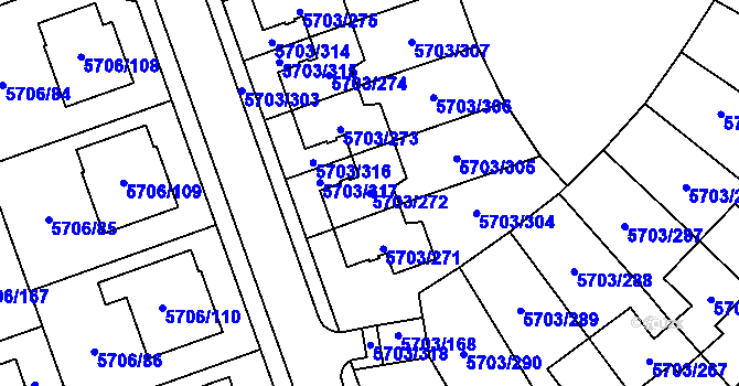 Parcela st. 5703/272 v KÚ Jihlava, Katastrální mapa