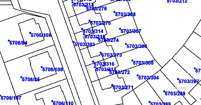 Parcela st. 5703/273 v KÚ Jihlava, Katastrální mapa