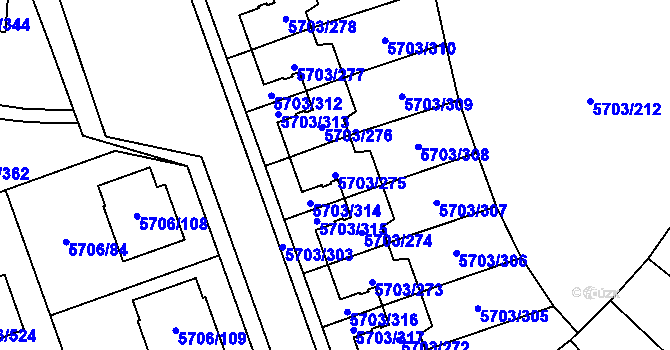 Parcela st. 5703/275 v KÚ Jihlava, Katastrální mapa