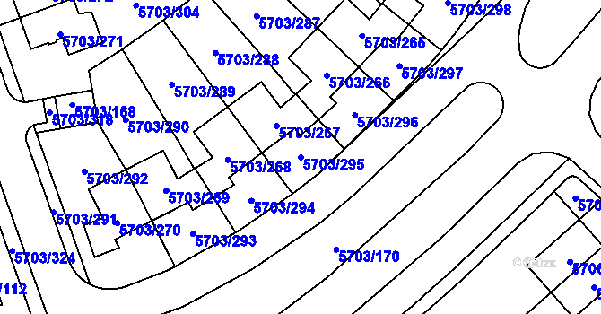 Parcela st. 5703/295 v KÚ Jihlava, Katastrální mapa