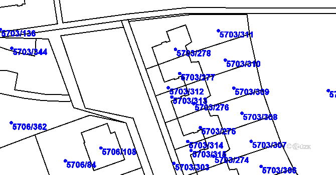 Parcela st. 5703/312 v KÚ Jihlava, Katastrální mapa