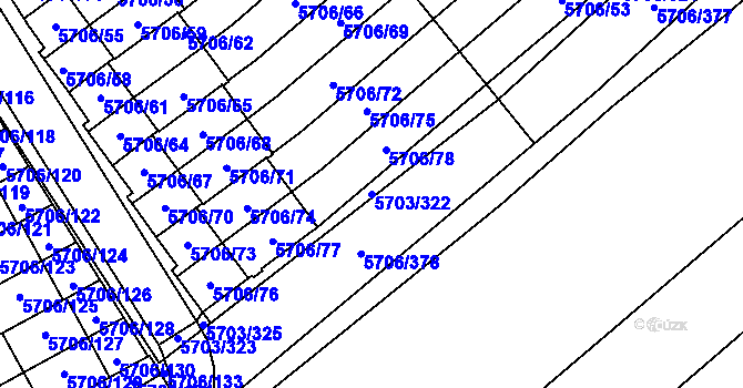 Parcela st. 5703/322 v KÚ Jihlava, Katastrální mapa