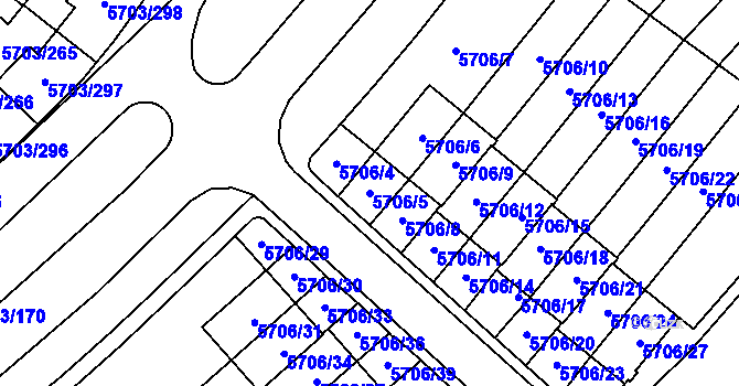 Parcela st. 5706/5 v KÚ Jihlava, Katastrální mapa