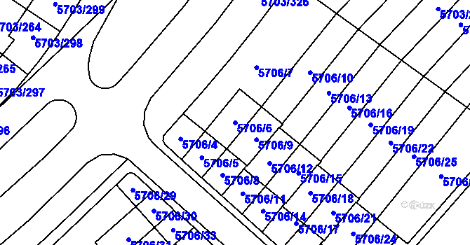 Parcela st. 5706/6 v KÚ Jihlava, Katastrální mapa