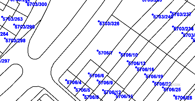 Parcela st. 5706/7 v KÚ Jihlava, Katastrální mapa