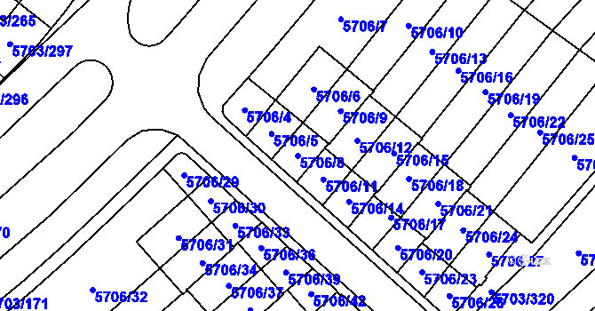 Parcela st. 5706/8 v KÚ Jihlava, Katastrální mapa