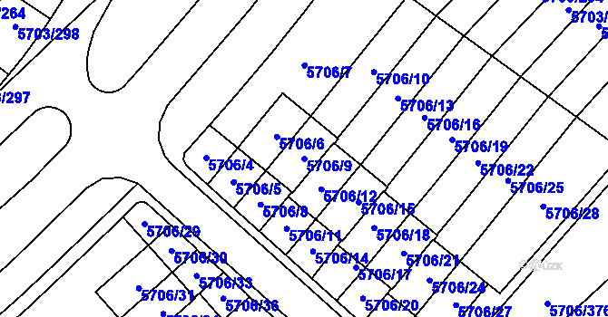 Parcela st. 5706/9 v KÚ Jihlava, Katastrální mapa