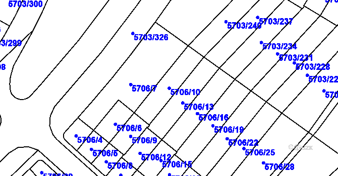 Parcela st. 5706/10 v KÚ Jihlava, Katastrální mapa