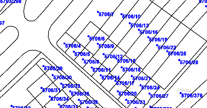 Parcela st. 5706/12 v KÚ Jihlava, Katastrální mapa