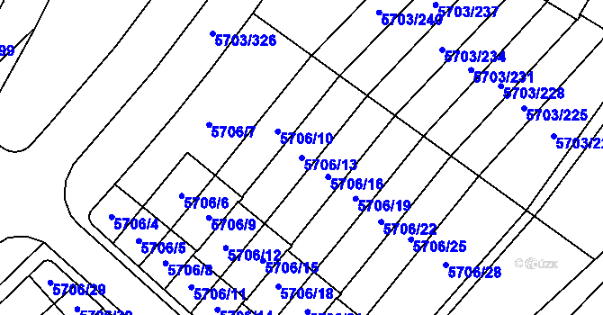 Parcela st. 5706/13 v KÚ Jihlava, Katastrální mapa