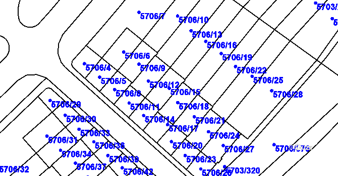 Parcela st. 5706/15 v KÚ Jihlava, Katastrální mapa