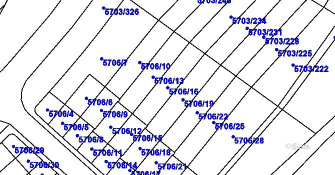 Parcela st. 5706/16 v KÚ Jihlava, Katastrální mapa