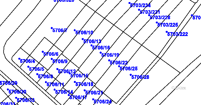 Parcela st. 5706/19 v KÚ Jihlava, Katastrální mapa