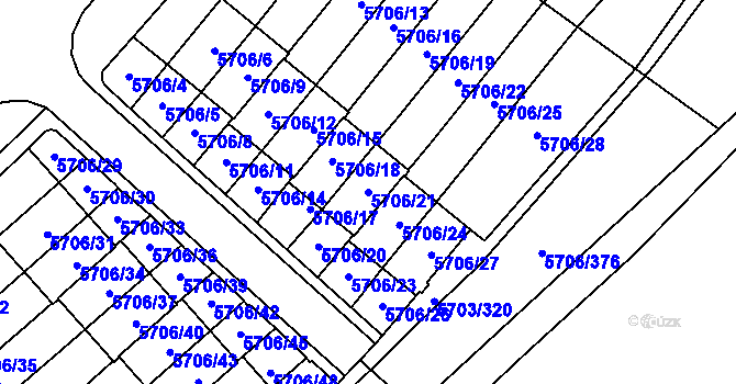 Parcela st. 5706/21 v KÚ Jihlava, Katastrální mapa