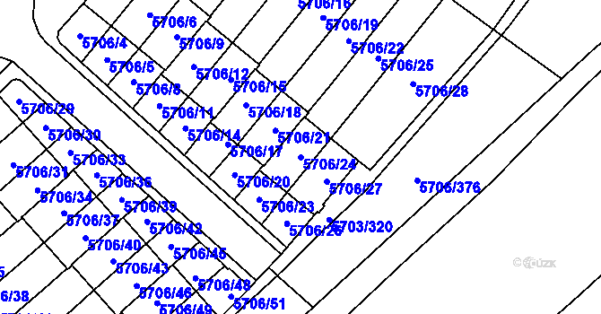 Parcela st. 5706/24 v KÚ Jihlava, Katastrální mapa