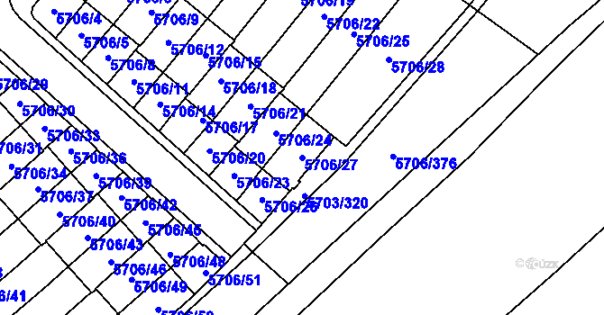Parcela st. 5706/27 v KÚ Jihlava, Katastrální mapa