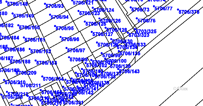 Parcela st. 5706/99 v KÚ Jihlava, Katastrální mapa