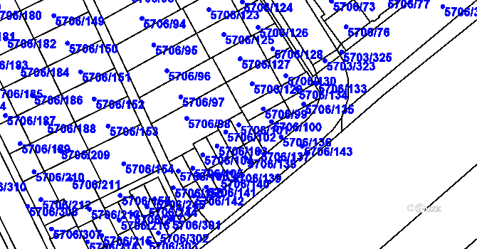 Parcela st. 5706/101 v KÚ Jihlava, Katastrální mapa