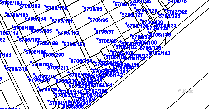 Parcela st. 5706/104 v KÚ Jihlava, Katastrální mapa