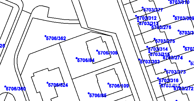 Parcela st. 5706/108 v KÚ Jihlava, Katastrální mapa