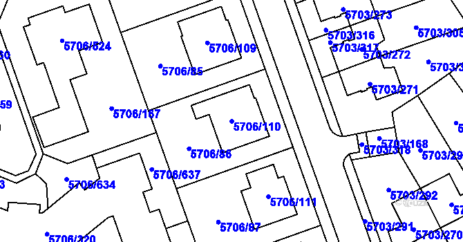 Parcela st. 5706/110 v KÚ Jihlava, Katastrální mapa