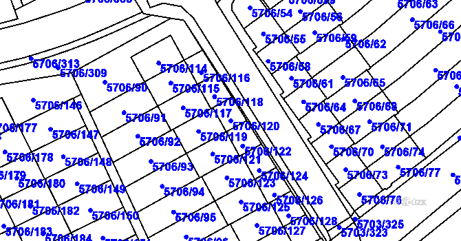 Parcela st. 5706/120 v KÚ Jihlava, Katastrální mapa