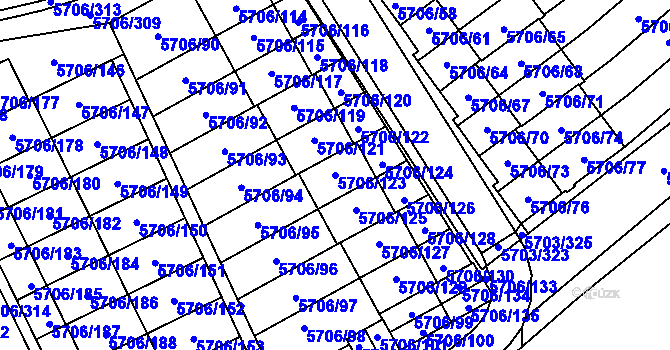 Parcela st. 5706/123 v KÚ Jihlava, Katastrální mapa