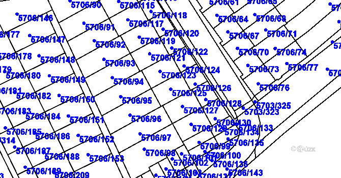 Parcela st. 5706/125 v KÚ Jihlava, Katastrální mapa