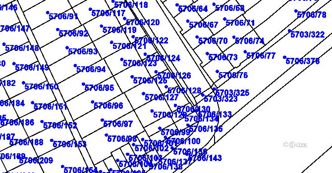 Parcela st. 5706/128 v KÚ Jihlava, Katastrální mapa