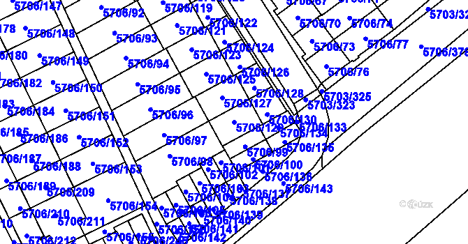 Parcela st. 5706/129 v KÚ Jihlava, Katastrální mapa