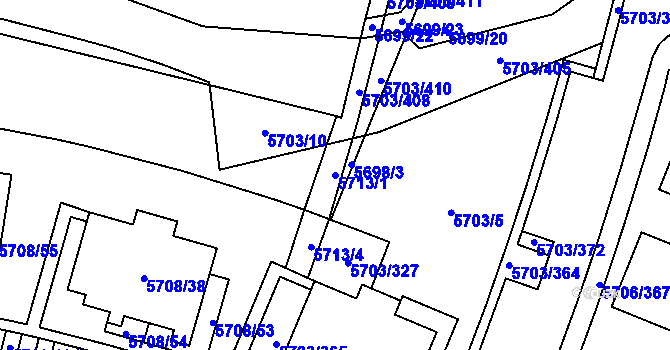 Parcela st. 5713/1 v KÚ Jihlava, Katastrální mapa