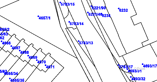 Parcela st. 5783/13 v KÚ Jihlava, Katastrální mapa