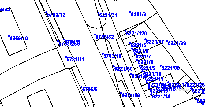 Parcela st. 5783/18 v KÚ Jihlava, Katastrální mapa