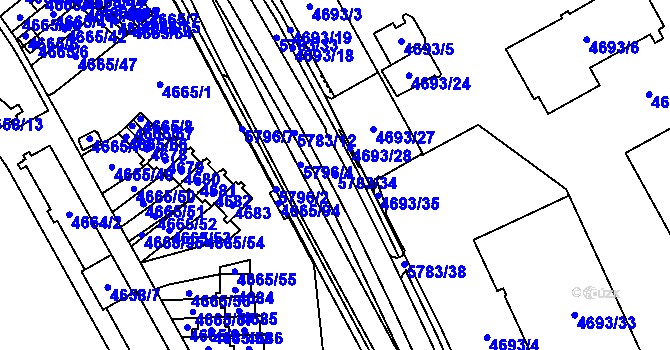 Parcela st. 5783/34 v KÚ Jihlava, Katastrální mapa