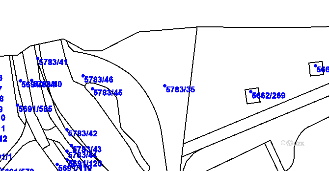 Parcela st. 5783/35 v KÚ Jihlava, Katastrální mapa